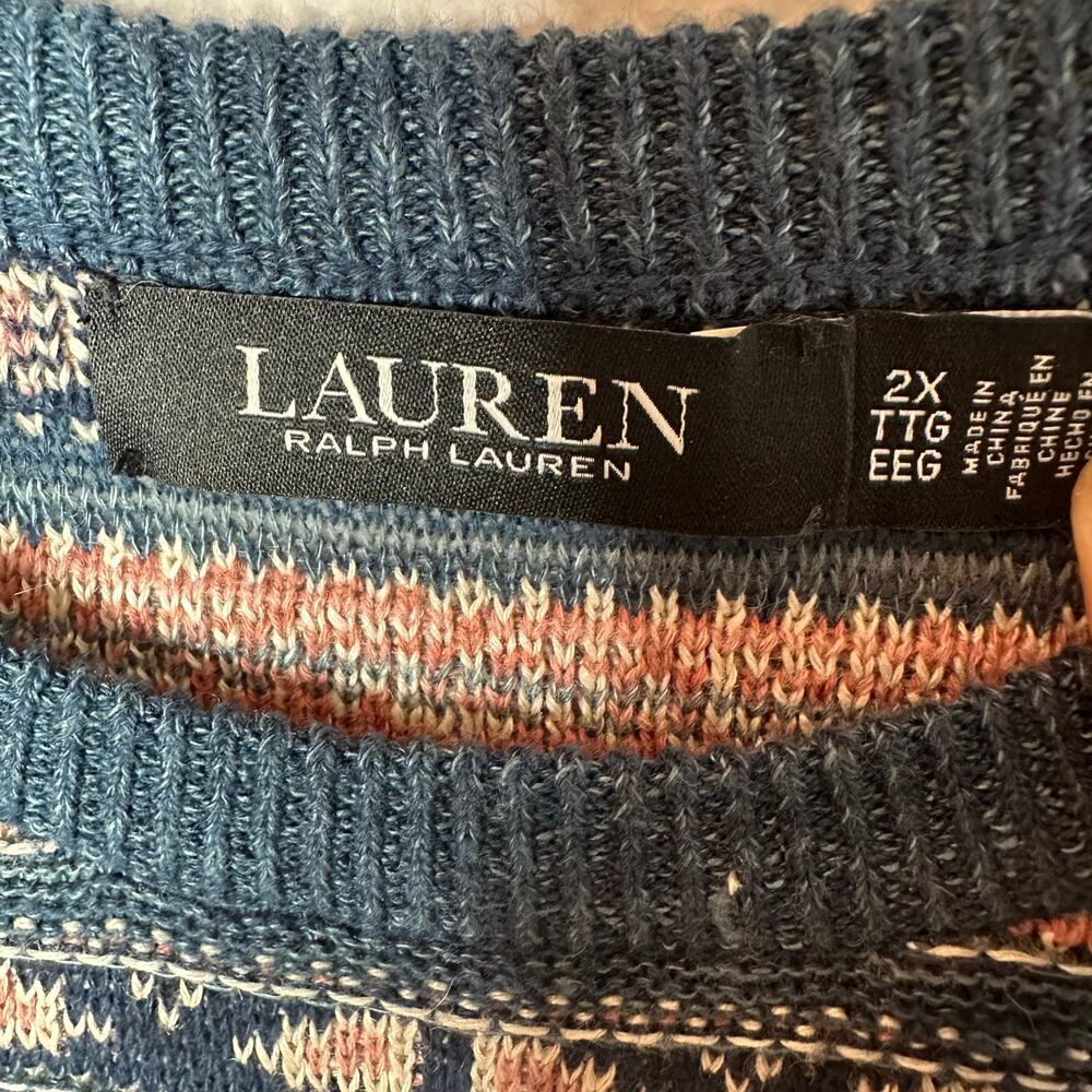 Lauren Ralph Lauren Plus Geo Stripe Short Sleeve Sweater - Picture 3 of 6